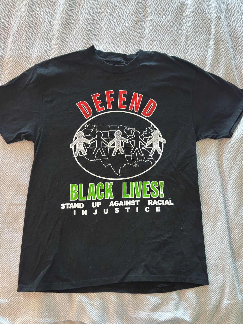 Obey Black Tee with Red and Green 'Defend Black Lives' Graphic